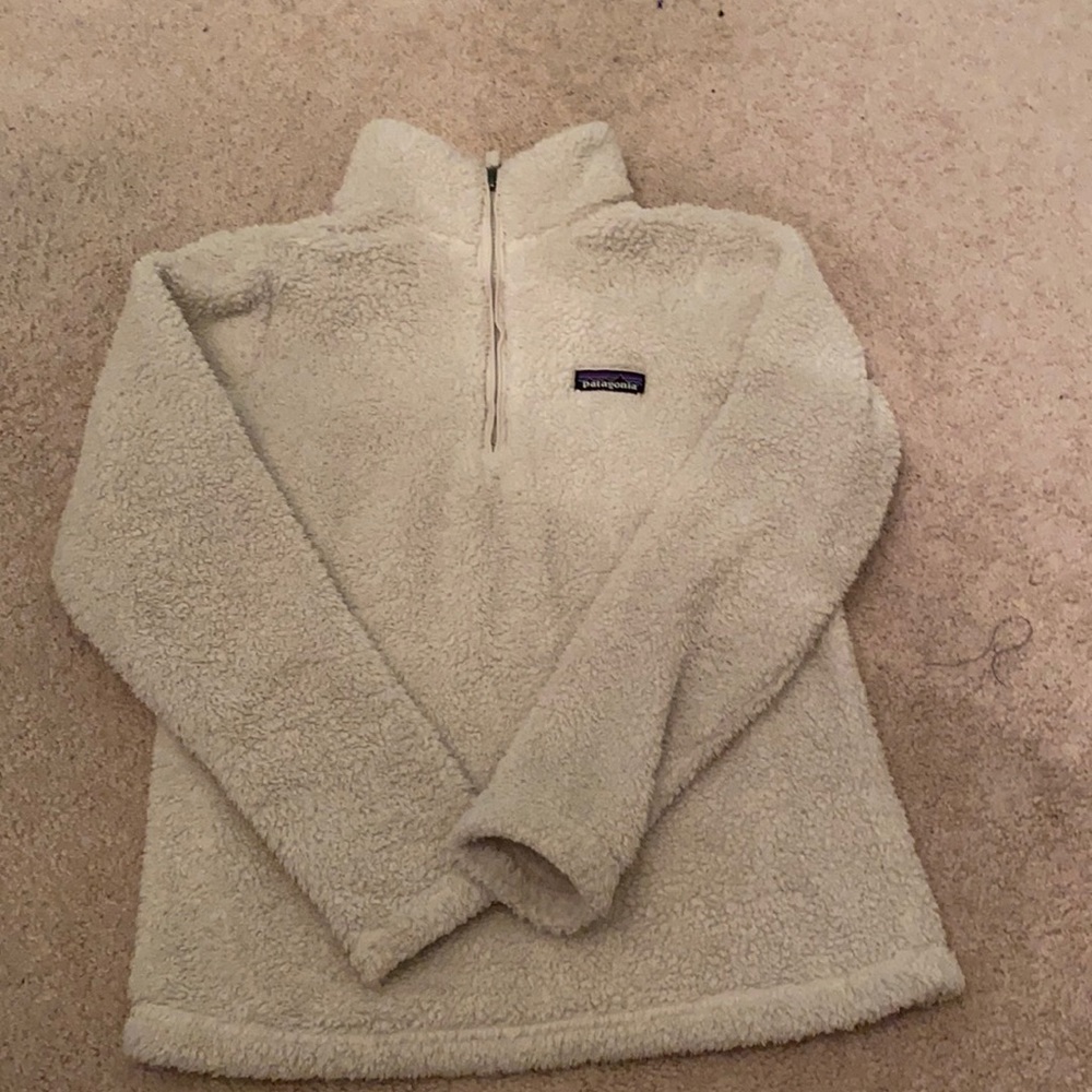Fuzzy white sherpa quarter zip